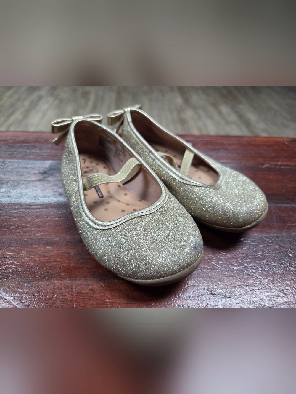 💝 Girls' Glitter Mary Jane Flats in Gold